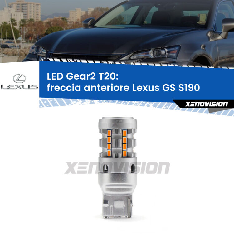 FINE SERIE: NO GARANZIA <strong>Freccia Anteriore LED no-spie per Lexus GS</strong> S190 2005 - 2011. Lampada <strong>T20</strong> modello Gear2 no Hyperflash.