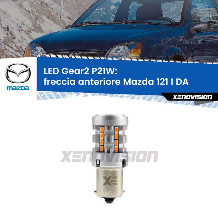 FINE SERIE: NO GARANZIA <strong>Freccia Anteriore LED no-spie per Mazda 121 I</strong> DA 1987 - 1990. Lampada <strong>P21W</strong> modello Gear2 no Hyperflash.