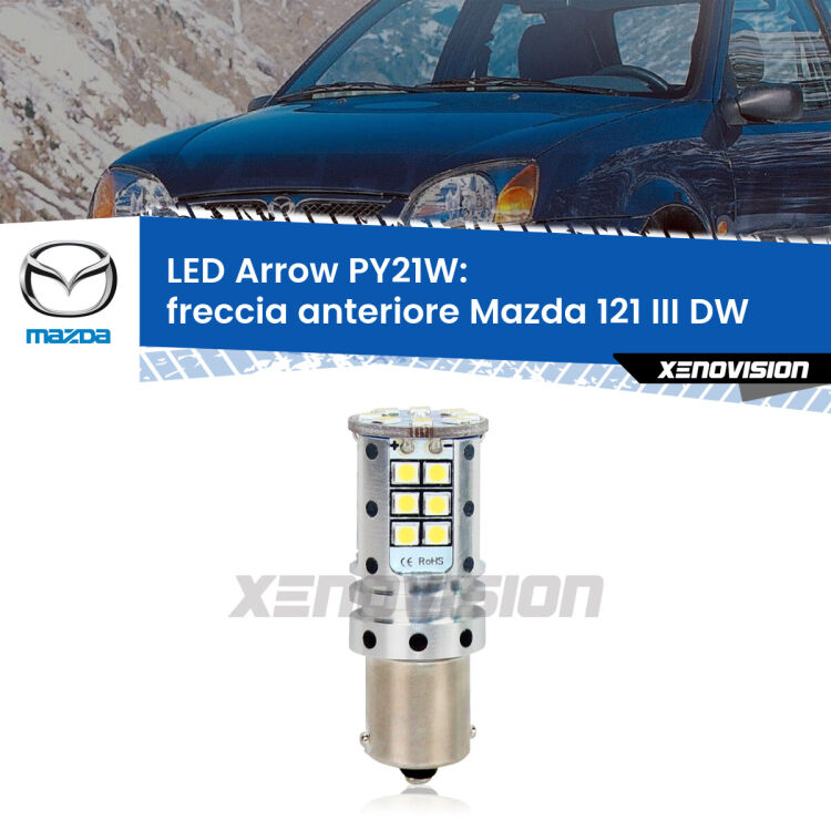 <strong>Freccia Anteriore LED no-spie per Mazda 121 III</strong> DW faro bianco. Lampada <strong>PY21W</strong> modello top di gamma Arrow.