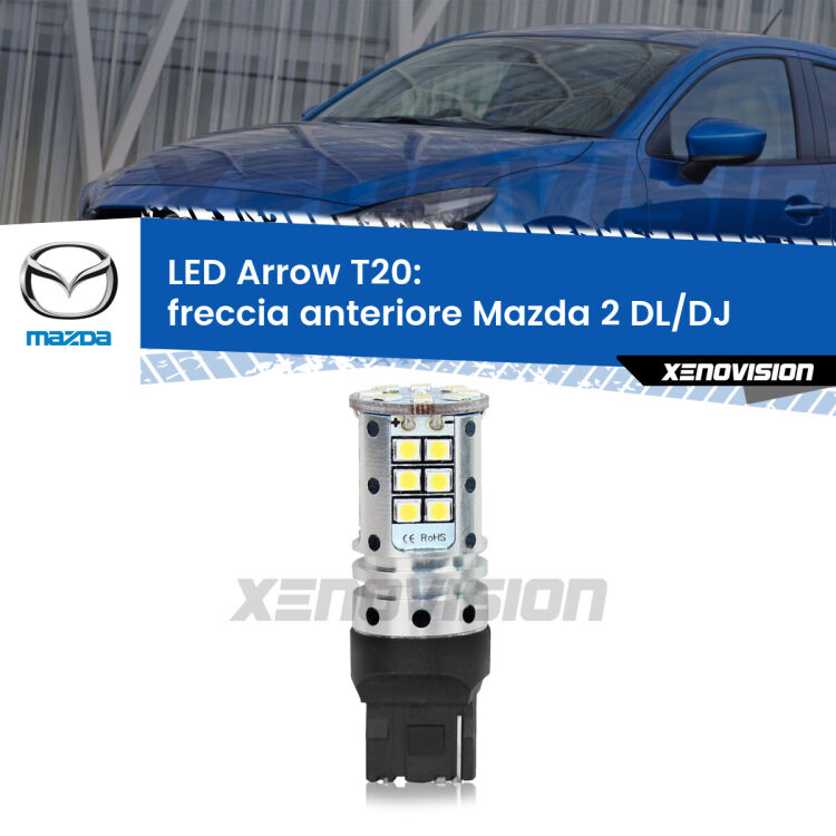 <strong>Freccia Anteriore LED no-spie per Mazda 2</strong> DL/DJ 2014 - 2018. Lampada <strong>T20</strong> no Hyperflash modello Arrow.