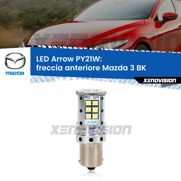 <strong>Freccia Anteriore LED no-spie per Mazda 3</strong> BK 2003 - 2009. Lampada <strong>PY21W</strong> modello top di gamma Arrow.