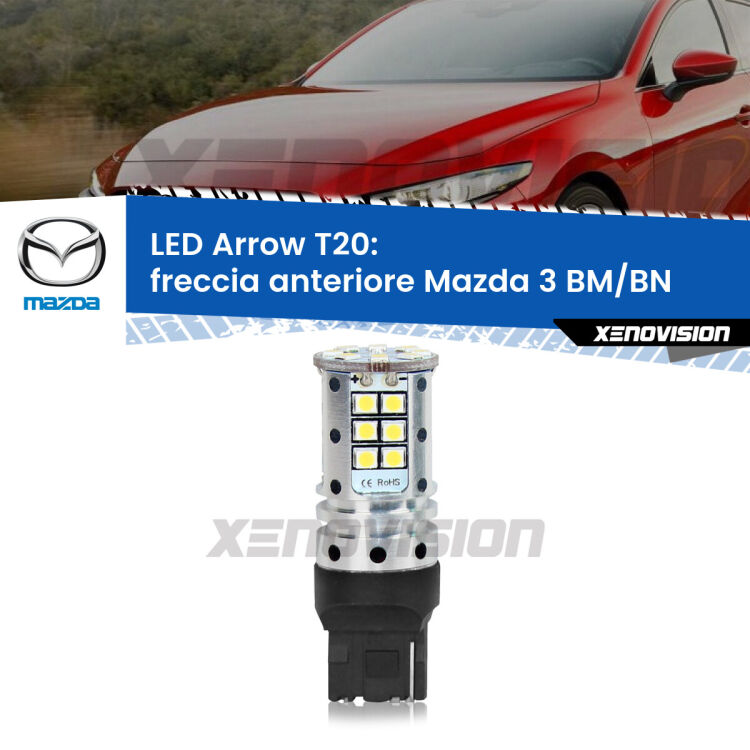 <strong>Freccia Anteriore LED no-spie per Mazda 3</strong> BM/BN 2013 - 2018. Lampada <strong>T20</strong> no Hyperflash modello Arrow.