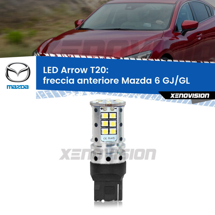 <strong>Freccia Anteriore LED no-spie per Mazda 6</strong> GJ/GL 2012 in poi. Lampada <strong>T20</strong> no Hyperflash modello Arrow.