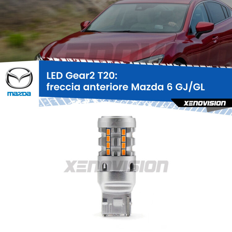 FINE SERIE: NO GARANZIA <strong>Freccia Anteriore LED no-spie per Mazda 6</strong> GJ/GL 2012 in poi. Lampada <strong>T20</strong> modello Gear2 no Hyperflash.