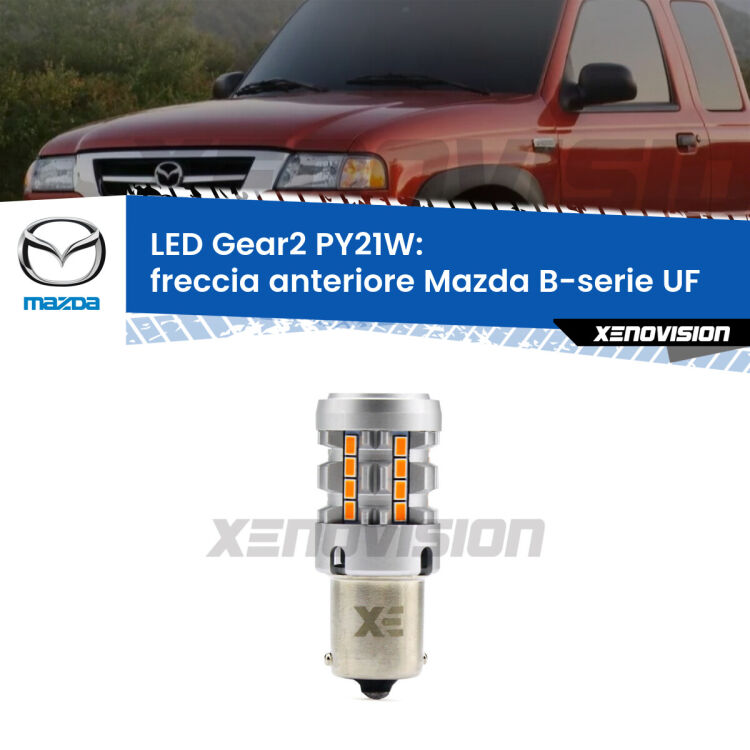 <strong>Freccia Anteriore LED no-spie per Mazda B-serie</strong> UF faro bianco. Lampada <strong>PY21W</strong> modello Gear2 no Hyperflash.