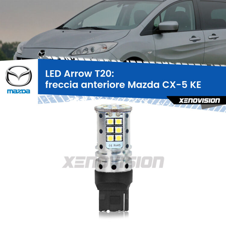 <strong>Freccia Anteriore LED no-spie per Mazda CX-5</strong> KE con fari led. Lampada <strong>T20</strong> no Hyperflash modello Arrow.