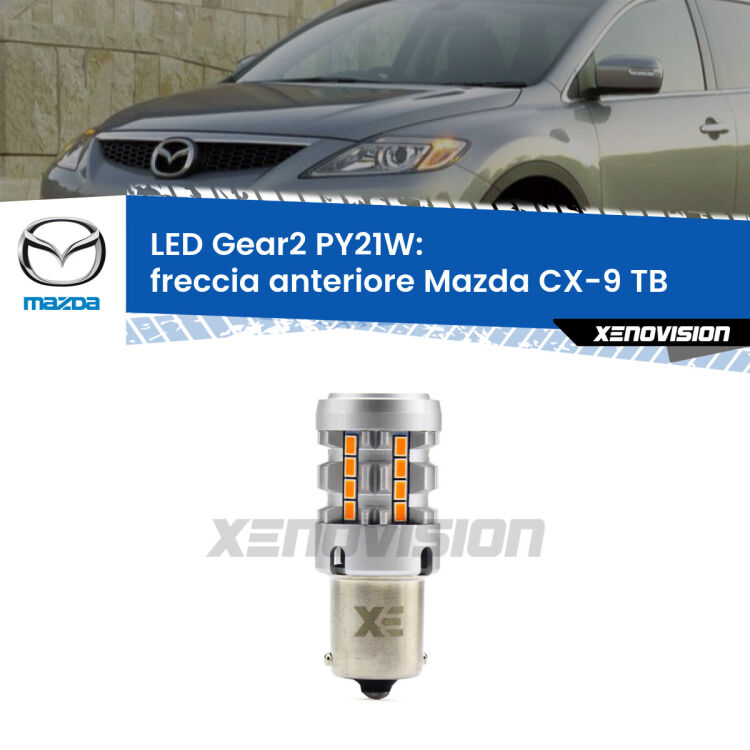 FINE SERIE: NO GARANZIA <strong>Freccia Anteriore LED no-spie per Mazda CX-9</strong> TB 2006 - 2012. Lampada <strong>PY21W</strong> modello Gear2 no Hyperflash.