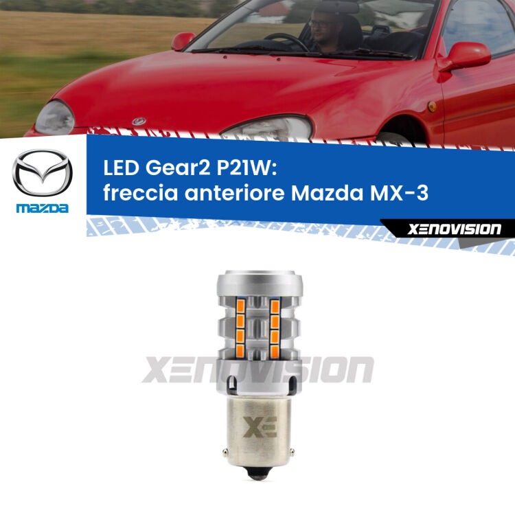 FINE SERIE: NO GARANZIA <strong>Freccia Anteriore LED no-spie per Mazda MX-3</strong>  1991 - 1998. Lampada <strong>P21W</strong> modello Gear2 no Hyperflash.