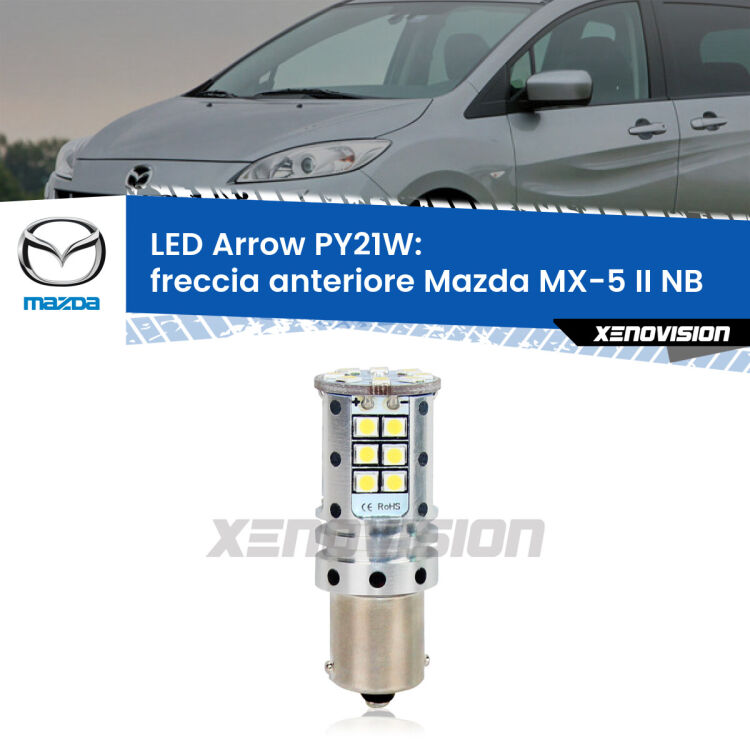 <strong>Freccia Anteriore LED no-spie per Mazda MX-5 II</strong> NB restyling. Lampada <strong>PY21W</strong> modello top di gamma Arrow.