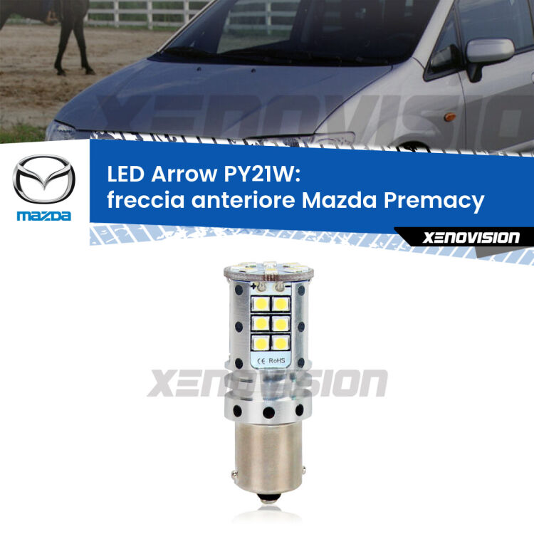 <strong>Freccia Anteriore LED no-spie per Mazda Premacy</strong>  1999 - 2005. Lampada <strong>PY21W</strong> modello top di gamma Arrow.