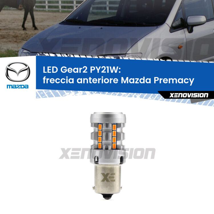 FINE SERIE: NO GARANZIA <strong>Freccia Anteriore LED no-spie per Mazda Premacy</strong>  1999 - 2005. Lampada <strong>PY21W</strong> modello Gear2 no Hyperflash.