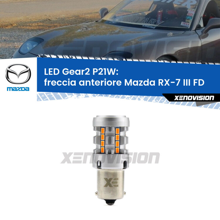 FINE SERIE: NO GARANZIA <strong>Freccia Anteriore LED no-spie per Mazda RX-7 III</strong> FD 1992 - 2002. Lampada <strong>P21W</strong> modello Gear2 no Hyperflash.