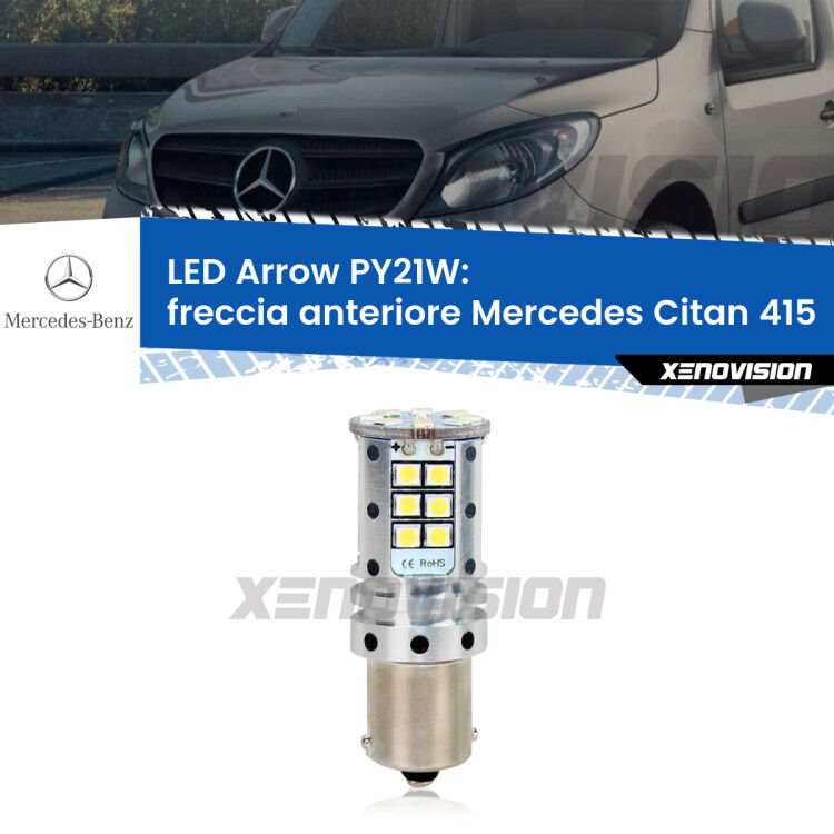 <strong>Freccia Anteriore LED no-spie per Mercedes Citan</strong> 415 2012 in poi. Lampada <strong>PY21W</strong> modello top di gamma Arrow.