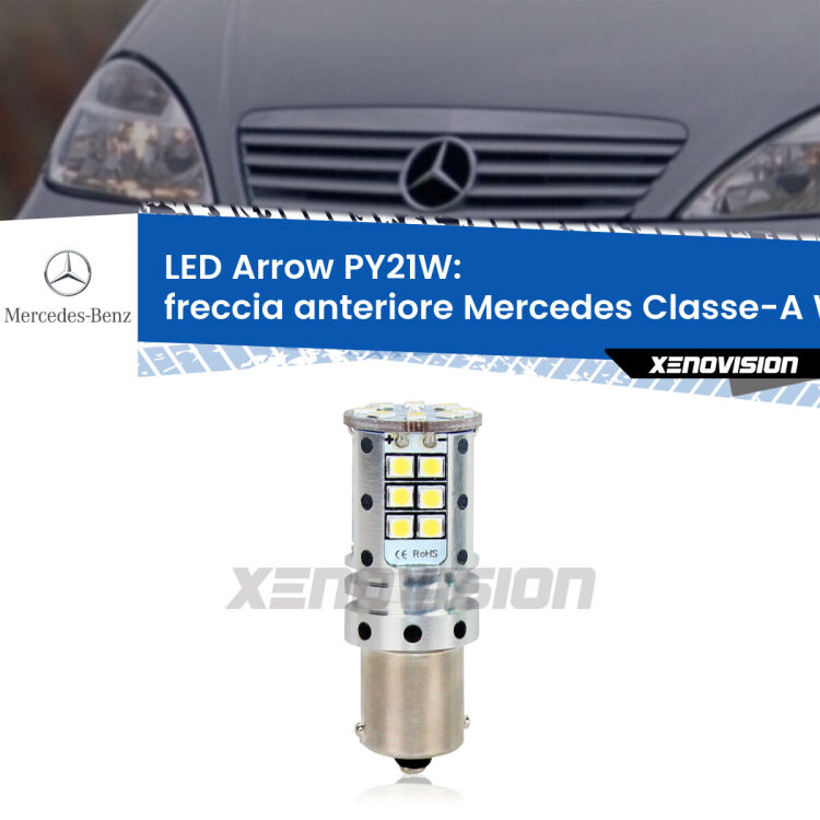 <strong>Freccia Anteriore LED no-spie per Mercedes Classe-A</strong> W168 1997 - 2004. Lampada <strong>PY21W</strong> modello top di gamma Arrow.