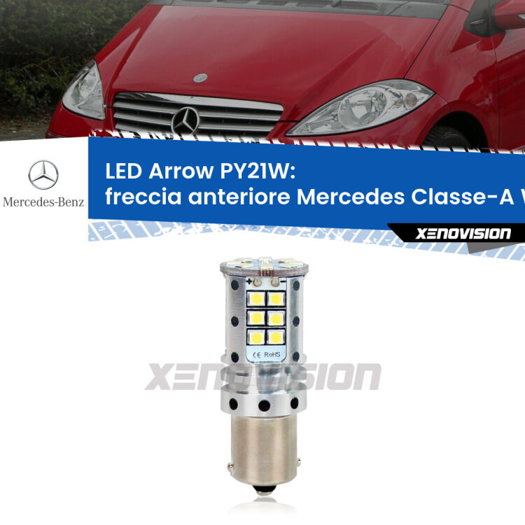 <strong>Freccia Anteriore LED no-spie per Mercedes Classe-A</strong> W169 2004 - 2012. Lampada <strong>PY21W</strong> modello top di gamma Arrow.