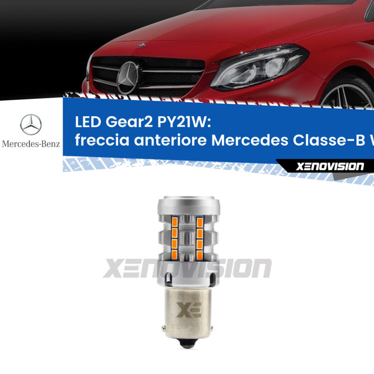 FINE SERIE: NO GARANZIA <strong>Freccia Anteriore LED no-spie per Mercedes Classe-B</strong> W246, W242 2011 - 2018. Lampada <strong>PY21W</strong> modello Gear2 no Hyperflash.