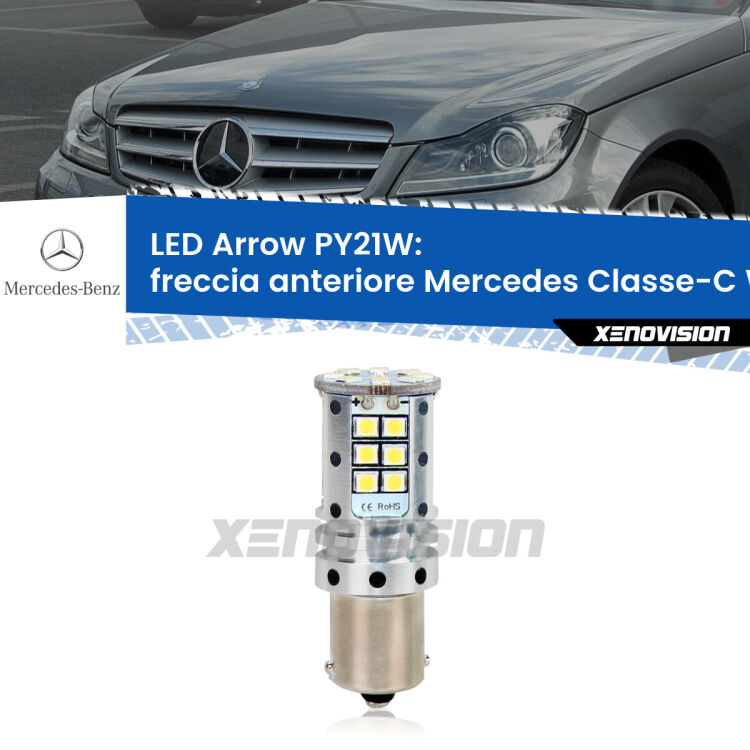 <strong>Freccia Anteriore LED no-spie per Mercedes Classe-C</strong> W204 2007 - 2010. Lampada <strong>PY21W</strong> modello top di gamma Arrow.