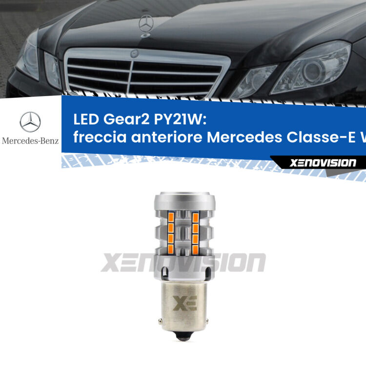 FINE SERIE: NO GARANZIA <strong>Freccia Anteriore LED no-spie per Mercedes Classe-E</strong> W212 2009 - 2016. Lampada <strong>PY21W</strong> modello Gear2 no Hyperflash.