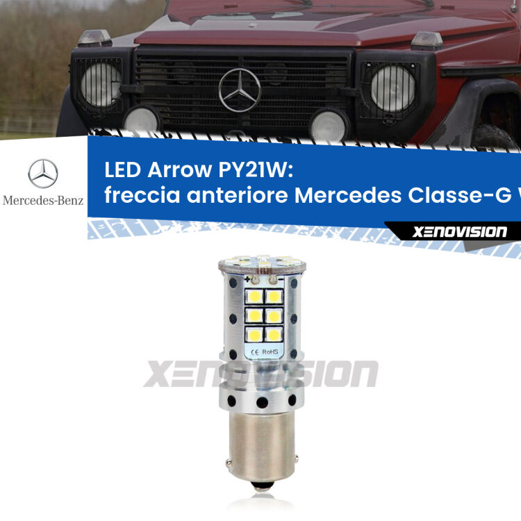 <strong>Freccia Anteriore LED no-spie per Mercedes Classe-G</strong> W461 faro bianco. Lampada <strong>PY21W</strong> modello top di gamma Arrow.