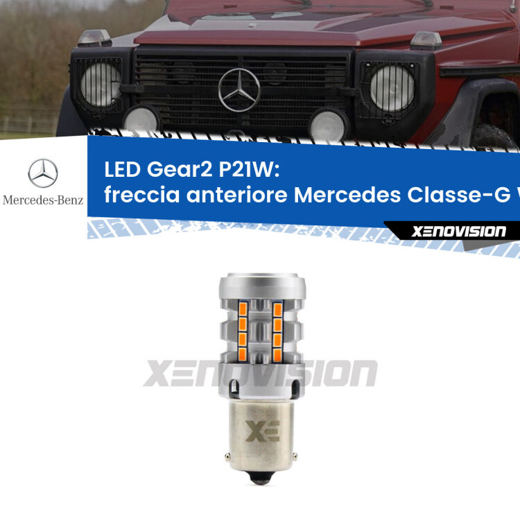 FINE SERIE: NO GARANZIA <strong>Freccia Anteriore LED no-spie per Mercedes Classe-G</strong> W461 faro giallo. Lampada <strong>P21W</strong> modello Gear2 no Hyperflash.