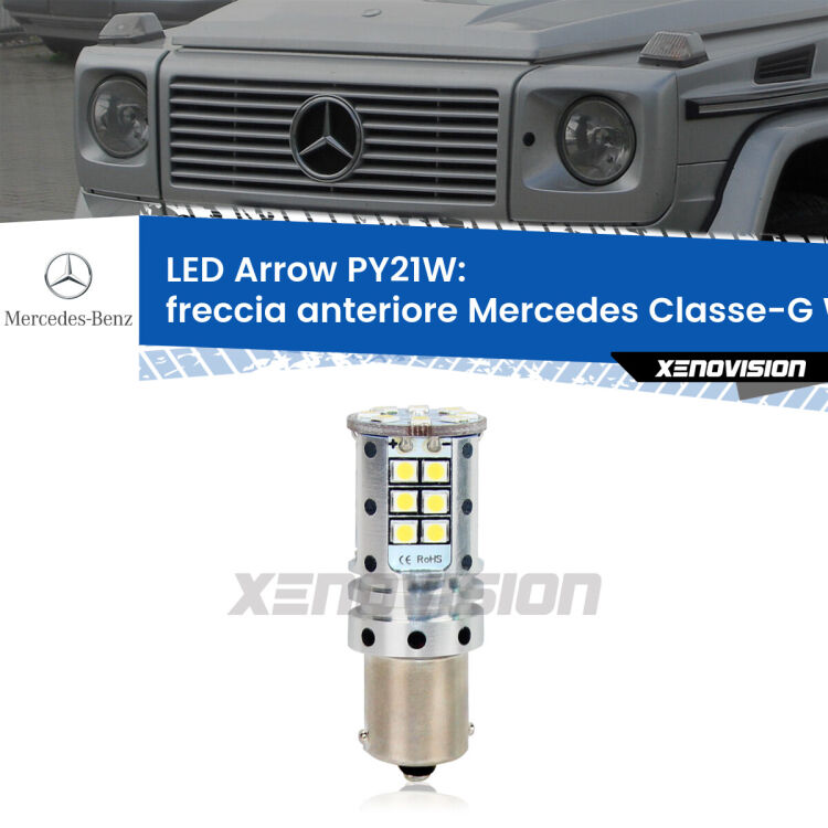 <strong>Freccia Anteriore LED no-spie per Mercedes Classe-G</strong> W463 faro bianco. Lampada <strong>PY21W</strong> modello top di gamma Arrow.