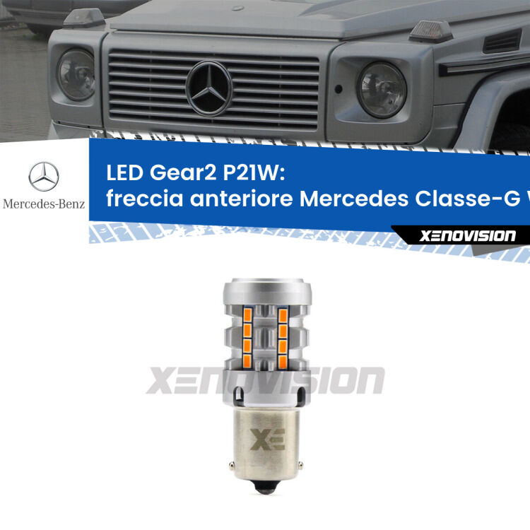 FINE SERIE: NO GARANZIA <strong>Freccia Anteriore LED no-spie per Mercedes Classe-G</strong> W463 faro giallo. Lampada <strong>P21W</strong> modello Gear2 no Hyperflash.