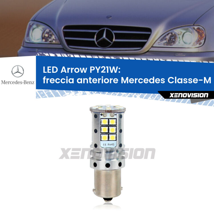 <strong>Freccia Anteriore LED no-spie per Mercedes Classe-M</strong> W163 1998 - 2005. Lampada <strong>PY21W</strong> modello top di gamma Arrow.