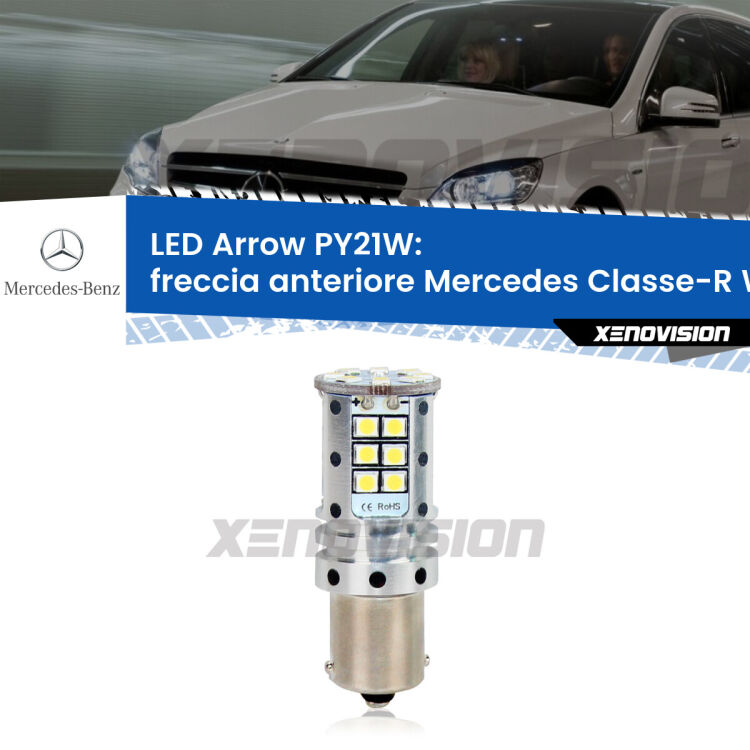 <strong>Freccia Anteriore LED no-spie per Mercedes Classe-R</strong> W251, V251 2006 - 2009. Lampada <strong>PY21W</strong> modello top di gamma Arrow.