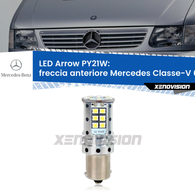 <strong>Freccia Anteriore LED no-spie per Mercedes Classe-V</strong> 638/2 1996 - 2003. Lampada <strong>PY21W</strong> modello top di gamma Arrow.