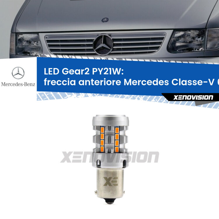 FINE SERIE: NO GARANZIA <strong>Freccia Anteriore LED no-spie per Mercedes Classe-V</strong> 638/2 1996 - 2003. Lampada <strong>PY21W</strong> modello Gear2 no Hyperflash.