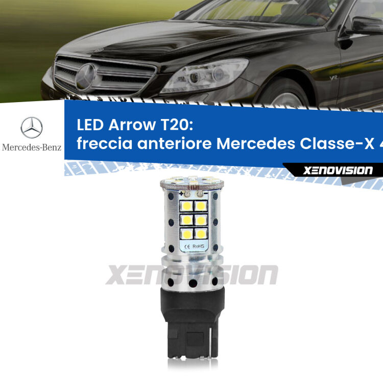 <strong>Freccia Anteriore LED no-spie per Mercedes Classe-X</strong> 470 2017 in poi. Lampada <strong>T20</strong> no Hyperflash modello Arrow.