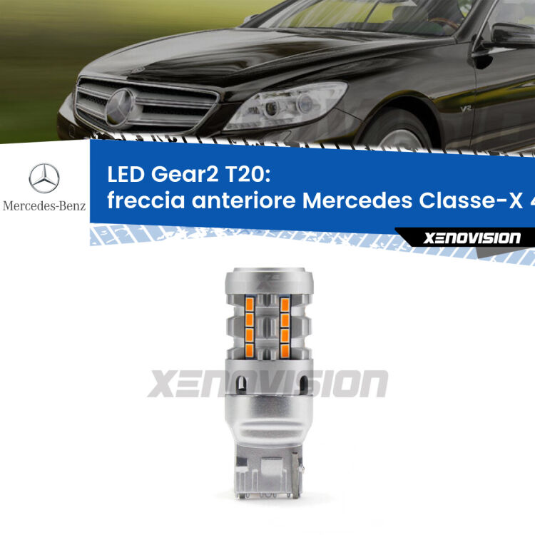 FINE SERIE: NO GARANZIA <strong>Freccia Anteriore LED no-spie per Mercedes Classe-X</strong> 470 2017 in poi. Lampada <strong>T20</strong> modello Gear2 no Hyperflash.