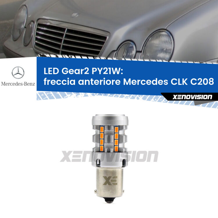 FINE SERIE: NO GARANZIA <strong>Freccia Anteriore LED no-spie per Mercedes CLK</strong> C208 1997 - 2002. Lampada <strong>PY21W</strong> modello Gear2 no Hyperflash.