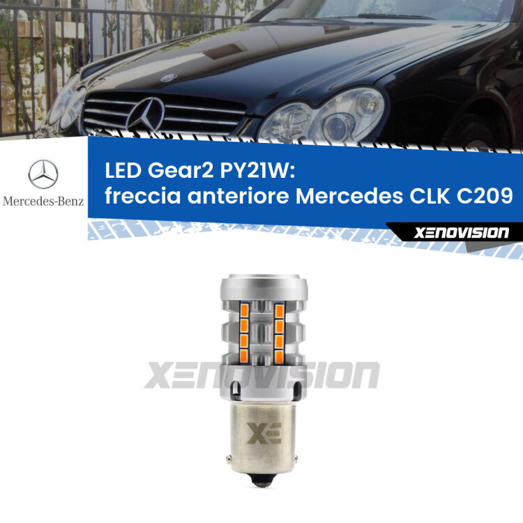 FINE SERIE: NO GARANZIA <strong>Freccia Anteriore LED no-spie per Mercedes CLK</strong> C209 2002 - 2009. Lampada <strong>PY21W</strong> modello Gear2 no Hyperflash.