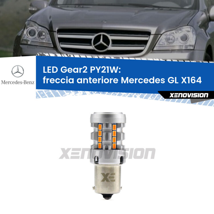 FINE SERIE: NO GARANZIA <strong>Freccia Anteriore LED no-spie per Mercedes GL</strong> X164 2006 - 2012. Lampada <strong>PY21W</strong> modello Gear2 no Hyperflash.