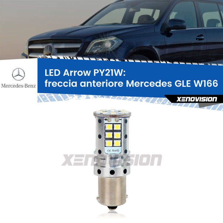 <strong>Freccia Anteriore LED no-spie per Mercedes GLE</strong> W166 2015 - 2018. Lampada <strong>PY21W</strong> modello top di gamma Arrow.