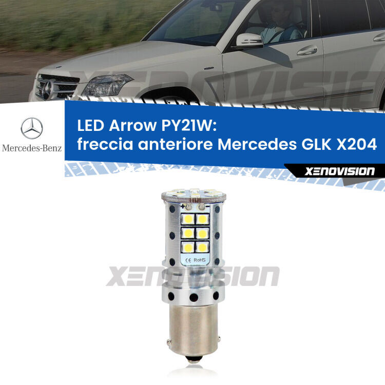 <strong>Freccia Anteriore LED no-spie per Mercedes GLK</strong> X204 prima serie. Lampada <strong>PY21W</strong> modello top di gamma Arrow.