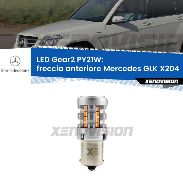 FINE SERIE: NO GARANZIA <strong>Freccia Anteriore LED no-spie per Mercedes GLK</strong> X204 prima serie. Lampada <strong>PY21W</strong> modello Gear2 no Hyperflash.