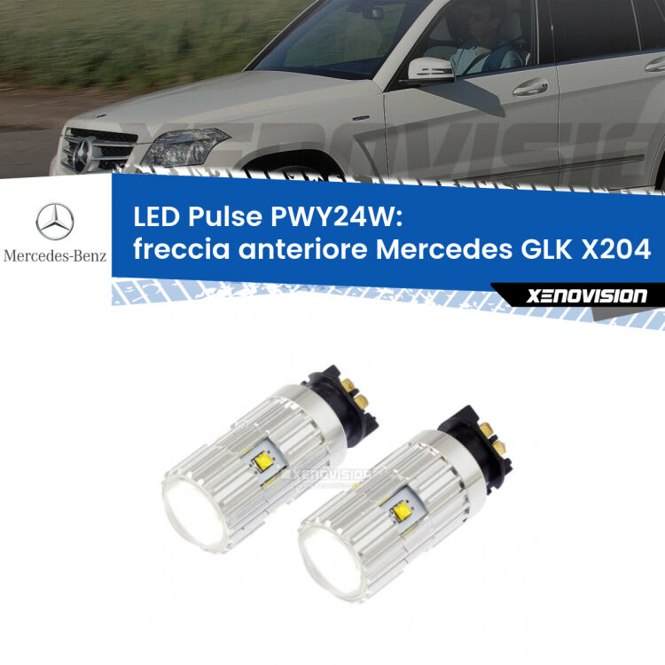 <strong>Freccia Anteriore LED no-spie per Mercedes GLK</strong> X204 restyling. Coppia lampade <strong>PWY24W</strong> modello Pulse di Xenovision.