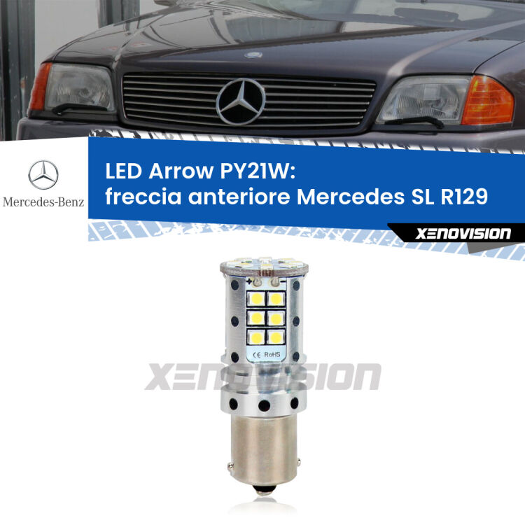 <strong>Freccia Anteriore LED no-spie per Mercedes SL</strong> R129 faro bianco. Lampada <strong>PY21W</strong> modello top di gamma Arrow.