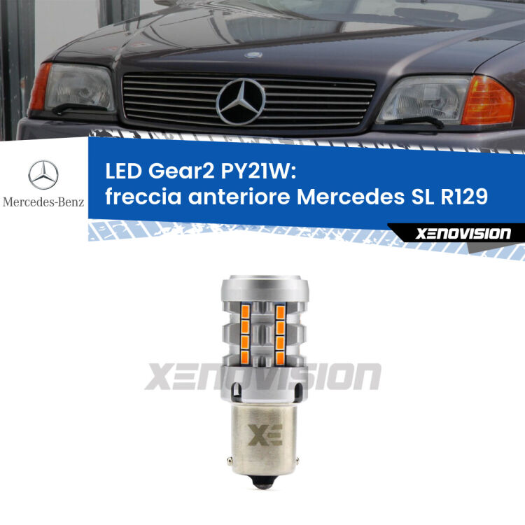 FINE SERIE: NO GARANZIA <strong>Freccia Anteriore LED no-spie per Mercedes SL</strong> R129 faro bianco. Lampada <strong>PY21W</strong> modello Gear2 no Hyperflash.