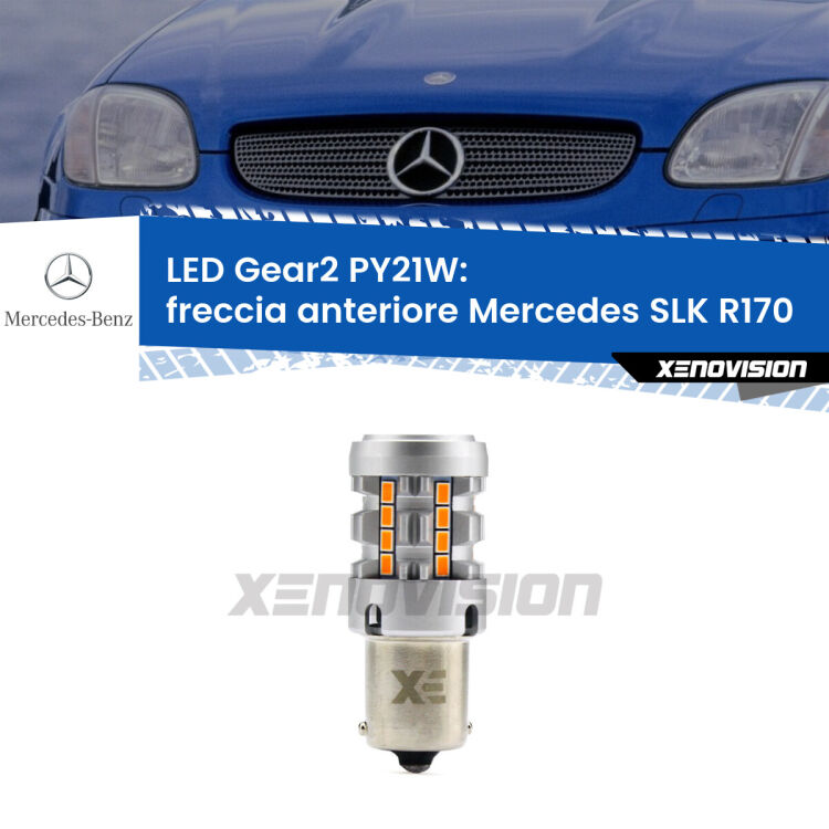 FINE SERIE: NO GARANZIA <strong>Freccia Anteriore LED no-spie per Mercedes SLK</strong> R170 1996 - 2004. Lampada <strong>PY21W</strong> modello Gear2 no Hyperflash.