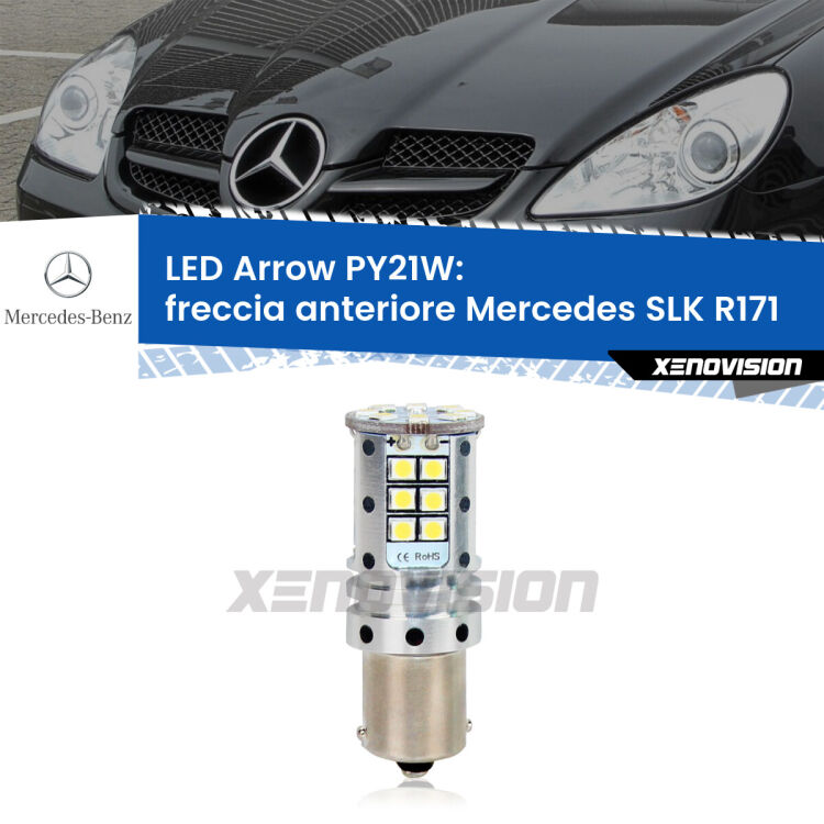 <strong>Freccia Anteriore LED no-spie per Mercedes SLK</strong> R171 2004 - 2011. Lampada <strong>PY21W</strong> modello top di gamma Arrow.