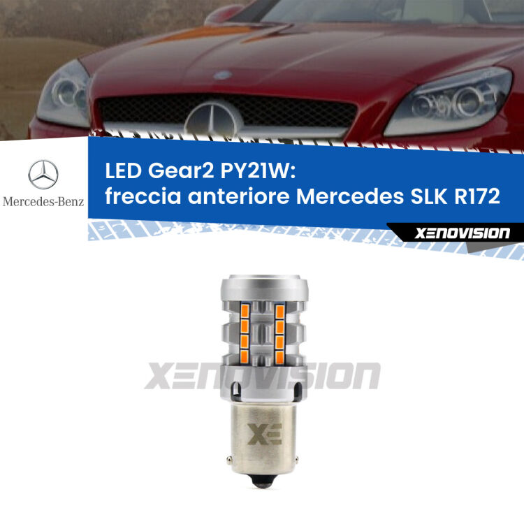 FINE SERIE: NO GARANZIA <strong>Freccia Anteriore LED no-spie per Mercedes SLK</strong> R172 2011 in poi. Lampada <strong>PY21W</strong> modello Gear2 no Hyperflash.