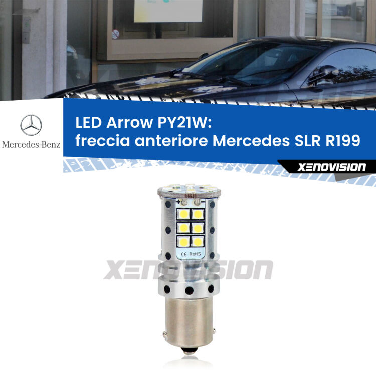 <strong>Freccia Anteriore LED no-spie per Mercedes SLR</strong> R199 2004 in poi. Lampada <strong>PY21W</strong> modello top di gamma Arrow.