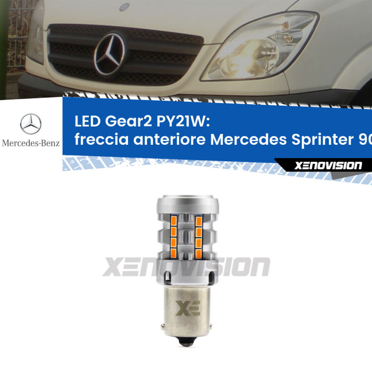 FINE SERIE: NO GARANZIA <strong>Freccia Anteriore LED no-spie per Mercedes Sprinter</strong> 906 2006 - 2018. Lampada <strong>PY21W</strong> modello Gear2 no Hyperflash.