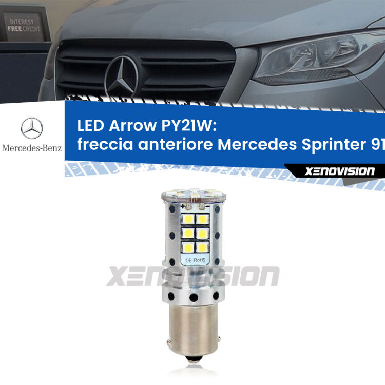 <strong>Freccia Anteriore LED no-spie per Mercedes Sprinter</strong> 910 2018 in poi. Lampada <strong>PY21W</strong> modello top di gamma Arrow.