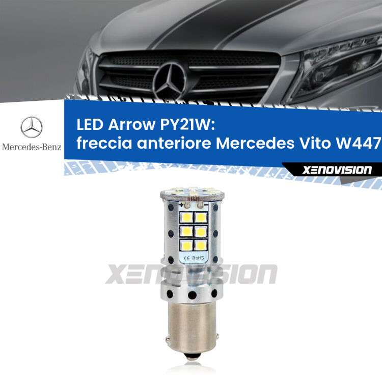 <strong>Freccia Anteriore LED no-spie per Mercedes Vito</strong> W447 2014 in poi. Lampada <strong>PY21W</strong> modello top di gamma Arrow.