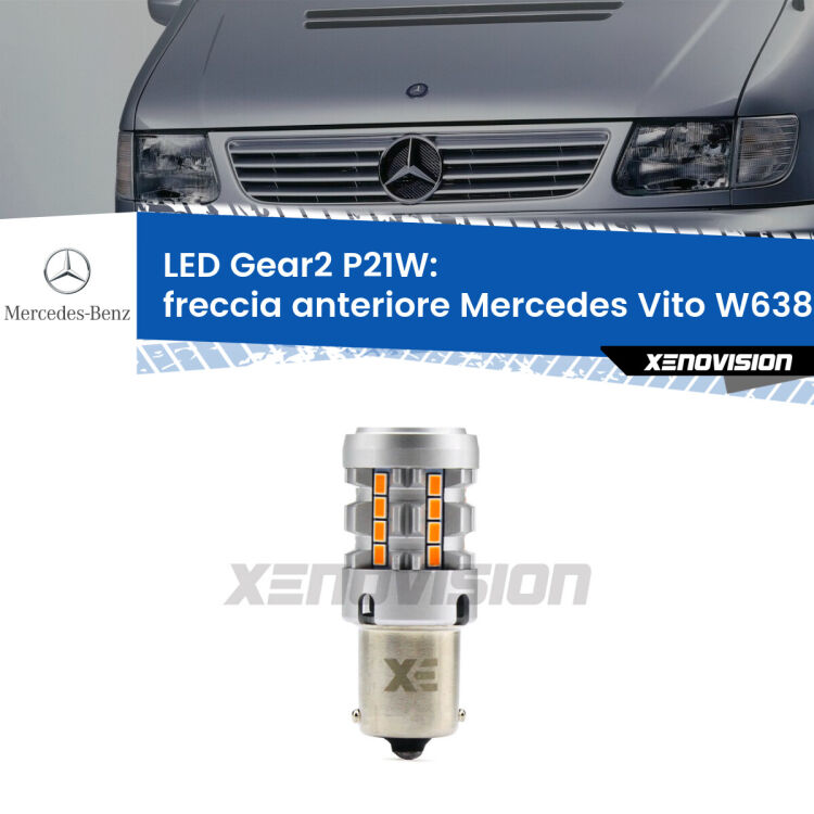 FINE SERIE: NO GARANZIA <strong>Freccia Anteriore LED no-spie per Mercedes Vito</strong> W638 1996 - 2003. Lampada <strong>P21W</strong> modello Gear2 no Hyperflash.