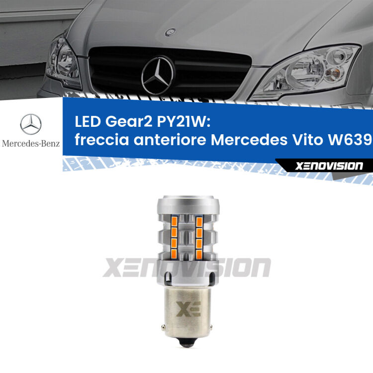 FINE SERIE: NO GARANZIA <strong>Freccia Anteriore LED no-spie per Mercedes Vito</strong> W639 2003 - 2012. Lampada <strong>PY21W</strong> modello Gear2 no Hyperflash.